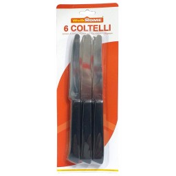 Coltelli Da Cucina Con Lama Seghettata Inox - 6 Pezzi - Manico Plastica