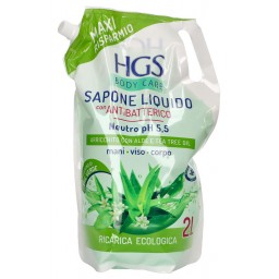 Hgs Sapone Liquido Maxi Ecoricarica Busta - 2 Litri - Aloe E Tea Tree Oil