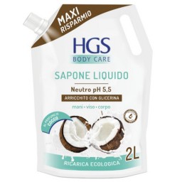 Hgs Sapone Liquido Maxi Ecoricarica Busta - 2 Litri - Cocco