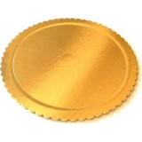 Vassoio Porta Torta In Cartone Pesante - Smerlettato - Color Oro - 22cm