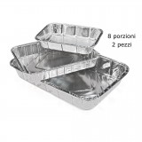 2 Vaschette In Alluminio Senza Coperchio - 8 Porzioni 32x26x5cm