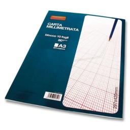 Blocco Fogli Carta Millimetrata - Formato A4 21x29.7cm - 10 Fogli