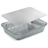 Kito 3 Vaschette In Alluminio Da 2 Porzioni 21x14x4cm - Con Coperchio