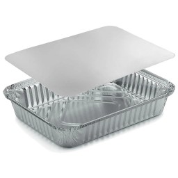 Kito 2 Vaschette In Alluminio Con Coperchio - 8 Porzioni 32x26x5cm