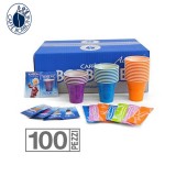 Borbone 100 Kit Caffe' - Bicchieri + Bustine Zucchero + Palette Imbustate