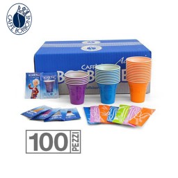 Borbone 100 Kit Caffe' - Bicchieri + Bustine Zucchero + Palette Imbustate