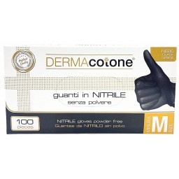 Guanti Nitrile Neri 100pz M Derma   !504