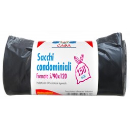 Sos Sacco Rifiuti Misura Condominiale 90x120cm - 5 Pezzi - Neri - Resistenti