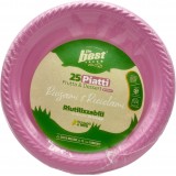 The Best 25 Piatti Plastica Riutilizzabili - Dessert Diametro 17cm - Rosa