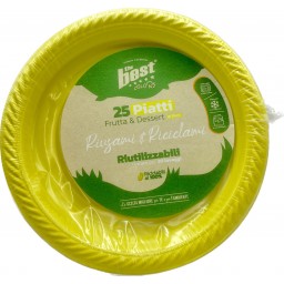The Best 25 Piatti Plastica Riutilizzabili - Dessert Diametro 17cm - Giallo