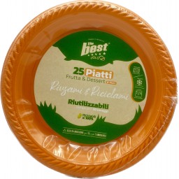 The Best 25 Piatti Plastica Riutilizzabili - Dessert Diametro 17cm - Arancio