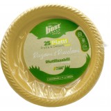 The Best 25 Piatti Plastica Riutilizzabili - Dessert Diametro 17cm - Oro