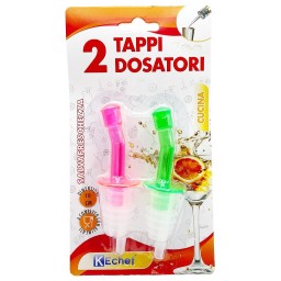 2 Tappi Dosatori Universali - Per Liquidi Olio Aceto - Colori Assortiti