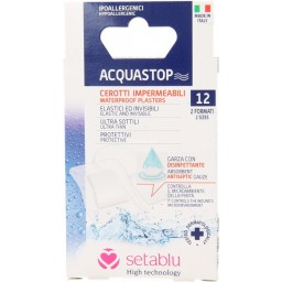 Setablu 12 Cerotti Acquastop Resistenti All'acqua - 10pz 7x2cm - 2pz 4x4cm
