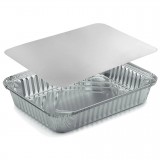 Superpack 2 Vaschette In Alluminio Con Coperchio - 8 Porzioni 32x26x5cm