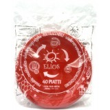 Elios 40 Piatti Monouso In Plastica Formato Dessert - Diametro 17cm - Rossi