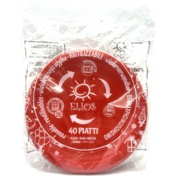 Elios 40 Piatti Monouso In Plastica Formato Dessert - Diametro 17cm - Rossi