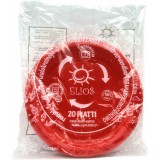 Elios 20 Piatti In Plastica Riutilizzabili Diametro 21cm - Piani - Rossi