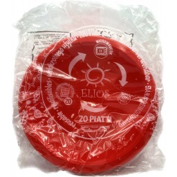 Elios 20 Piatti In Plastica Riutilizzabili Diametro 21cm - Fondi - Rossi