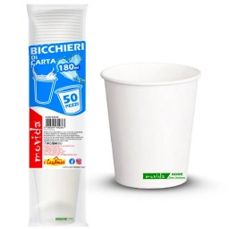Movida Bicchieri In Cartoncino - 180ml - 50 Pezzi - Bianco