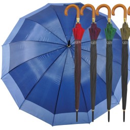 Lorenzo Ombrello Grande Con 12 Bacchette Automatico - Manico Marrone