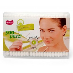 Dealo Cotonfiock 300 Pezzi - Bastoncini Cotonati - Biodegradabili