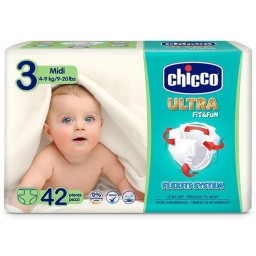 Chicco Pannolini Ultra Fit&fun Taglia 3 Midi 4-9kg - 42 Pezzi - Pacco Maxi