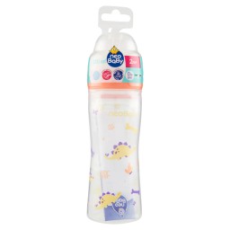 Neobaby Biberon In Plastica Collo Largo - 250ml - 2m+ - Dino Arancione