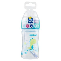 Neobaby Biberon In Plastica Collo Largo - 150ml - 0m+ - Dino Blu