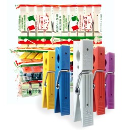 La Dupla 10 Pinze Stendi Bucato In Legno Rivestito Plastica - Made In Italy