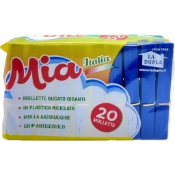 Mia La Dupla 20 Pinze Stendi Bucato In Plastica - Made In Italy - Colorate