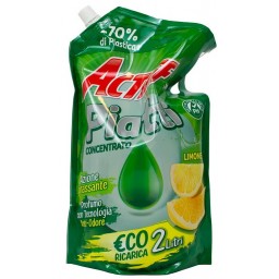 Actiff Detergente Piatti Concentrato - 2 Litri - Ecoricarica - Limone