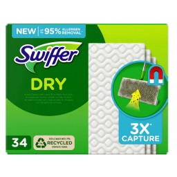 Swiffer Panni Catturapolvere - 34 Pezzi - Ricambi Per Scopa - Dry 3x Capture