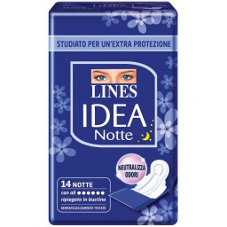 Lines Idea Notte Assorbenti - 14 Pezzi - Notte Con Ali Ripiegati In Bustina