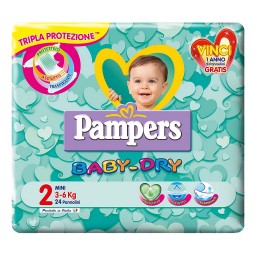 Pampers Pannolini Baby-dry - Taglia 2 Mini 3-6kg - 24 Pezzi