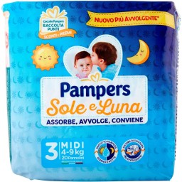 Pampers Sole E Luna - 20 Pannolini Taglia 3 Midi 4-9 Kg
