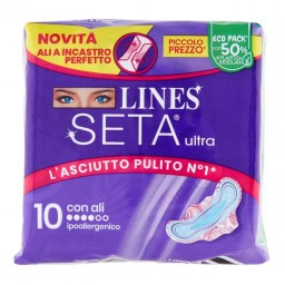 Lines Seta Ultra Assorbenti - 10 Pezzi - Anatomico Con Ali