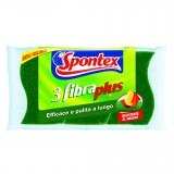 Spontex Fibra Plus Spugne Con Abrasivo 3pz - Resistente Al Grasso