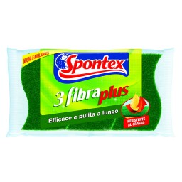 Spontex Fibra Plus Spugne Con Abrasivo 3pz - Resistente Al Grasso