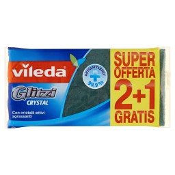 Vileda Glitzi Crystal Spugne Con Abrasivo - 3 Pezzi - +antibatterico