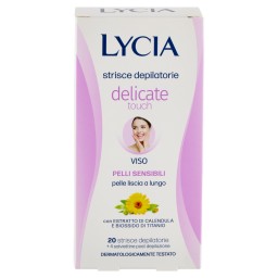Lycia 20 Strisce Depilatorie Viso + 4 Salviettine Per Pelli Sensibili
