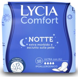 Lycia Assorbenti Ultra Maxi Comfort - 10 Pezzi - Notte Con Ali