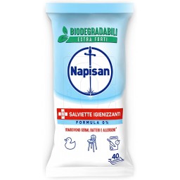 Napisan Salviettine Igienizzanti - 40 Pezzi - Formula 0% - Germi E Batteri