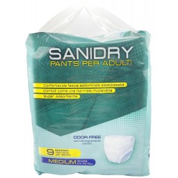 Sanidry Pannoloni Mutandina Per Incontinenti - 9 Pezzi - Taglia M Medium