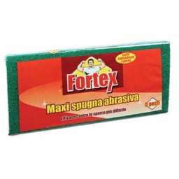 Fortex 3 Maxi Spugne In Cellulosa Con Fibra Abrasiva Verde