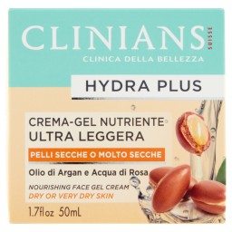 Clinians Crema Viso Hydra Plus - 50ml - Ultra Leggera - Olio Di Argan E Rosa