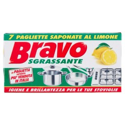 Bravo Pagliette Di Retina Saponata - 7 Pezzi - Tamponi Abrasivi Al Limone