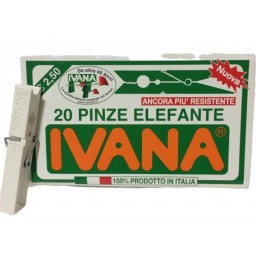 Ivana Pinze Stendi Bucato In Plastica Extra Resistenti - 20 Pezzi - Elefante