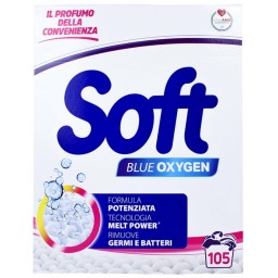 Soft Detersivo Lavatrice In Polvere Fusto 105 Misurini - Classico Oxy Blue