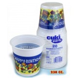 Cuki 20 Bicchieri In Plastica Da 230cc - Decorati - Happy Birthday